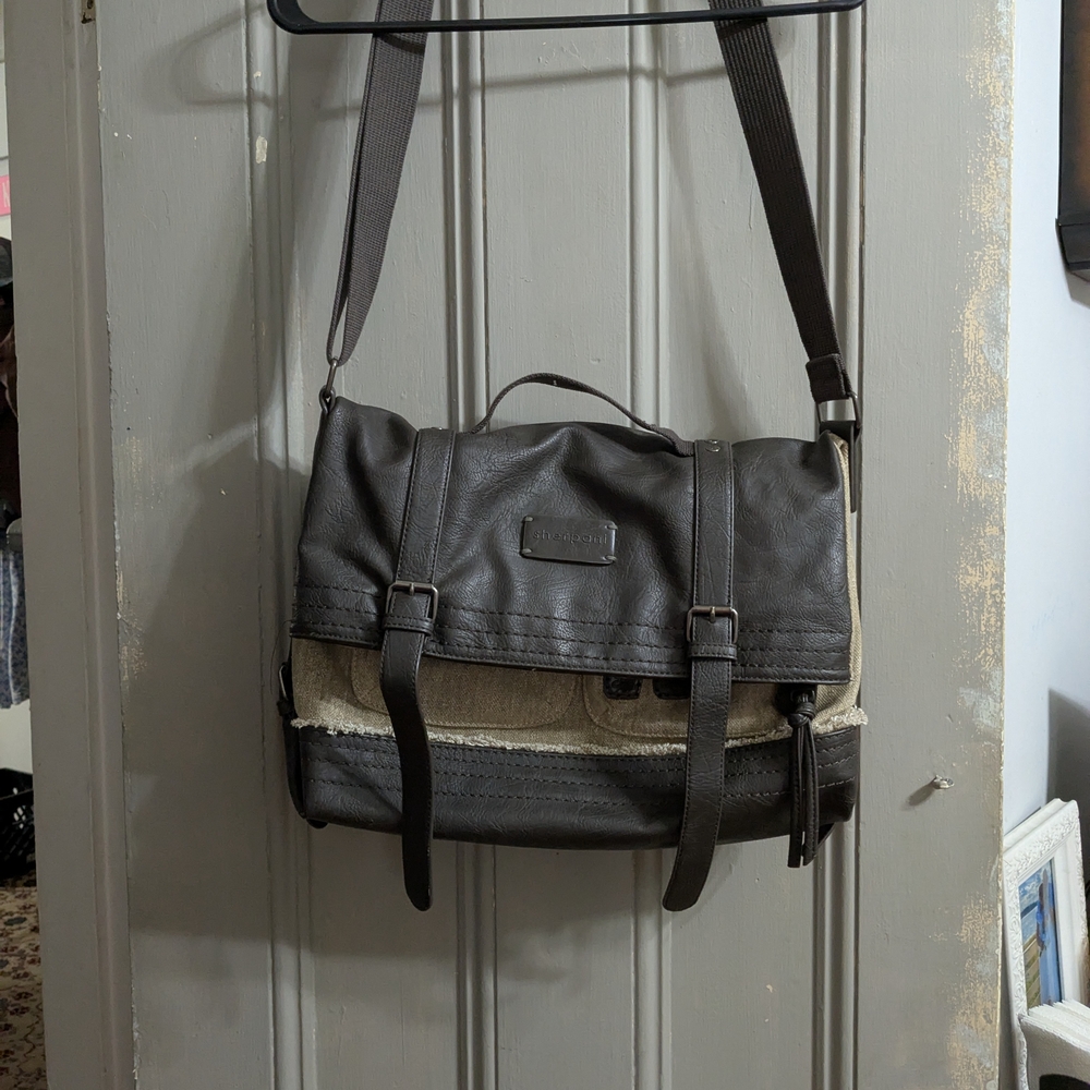 Petra Fashions Dark Brown and Cream Messenger Bag